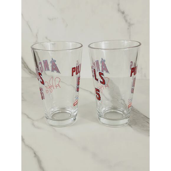LA Angels Albert Pujols #5 Pint Beer Glass 16oz Drinkware 5 1/2" Tumbler x2 - Picture 5 of 13